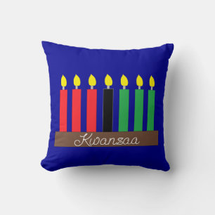 Kinara für Kwanzaa: Dunkelblau Kissen
