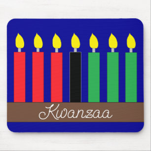 Kinara für Kwanzaa: Dunkelblau Mousepad
