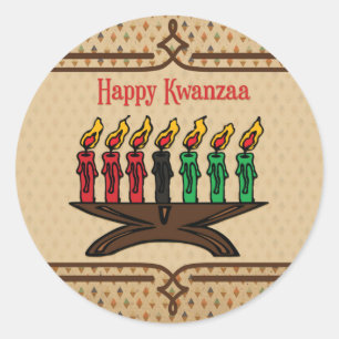 Kinara, glückliches Kwanzaa Runder Aufkleber
