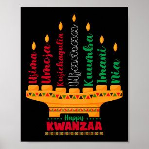 Kinara Seven Candles Principles of Kwanzaa Happy K Poster