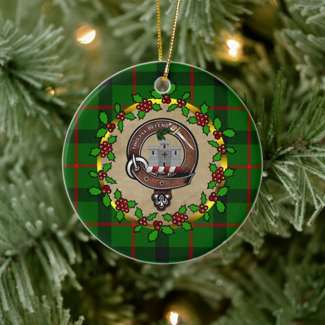 Kincaid Clan Abzeichen & Tartan Personalisiert Wei Keramik Ornament (Baum)