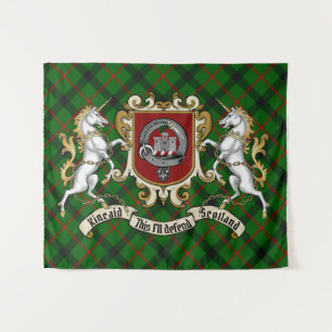 Kincaid Clan Abzeichen & Unicorns w/Tartan  Wandteppich