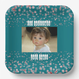 Kind 1. Weihnachts Blue Star Snowflake Custom Foto Pappteller