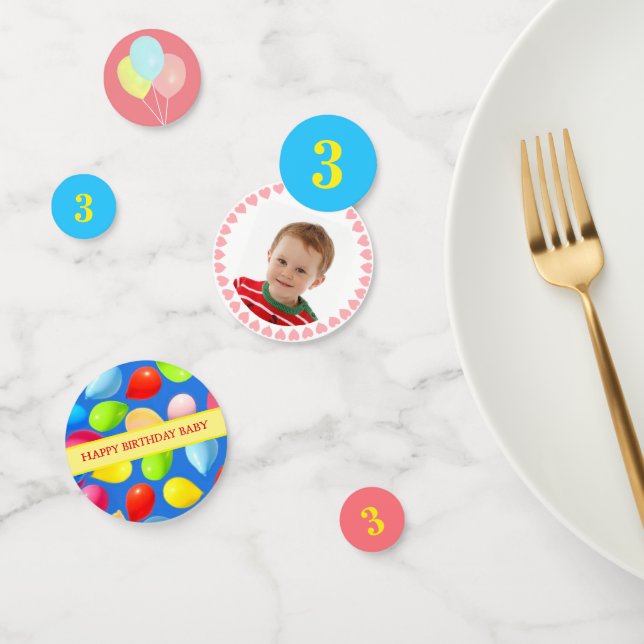 Kind 3. Geburtstag Ballon Party Konfetti (Gruppe)