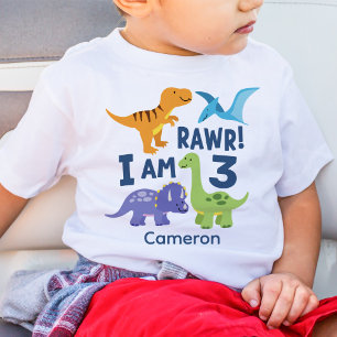 Kind 3. Geburtstag Dinosaur Rawr Personalisiert Baby T-shirt