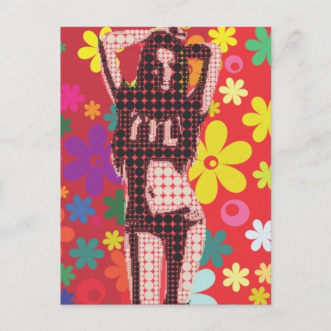 Kind-60er-Blume Postkarte (Vorderseite)