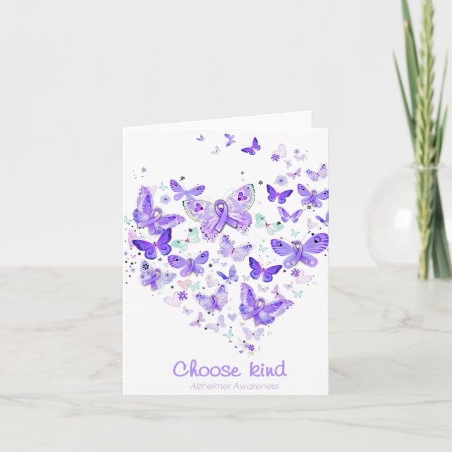 Kind Alzheimerheimer Awareness Butterflys Herz Gi Karte (Vorderseite)