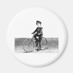 Kind auf Fahrrad - Vintage-Fahrradillustration Magnet