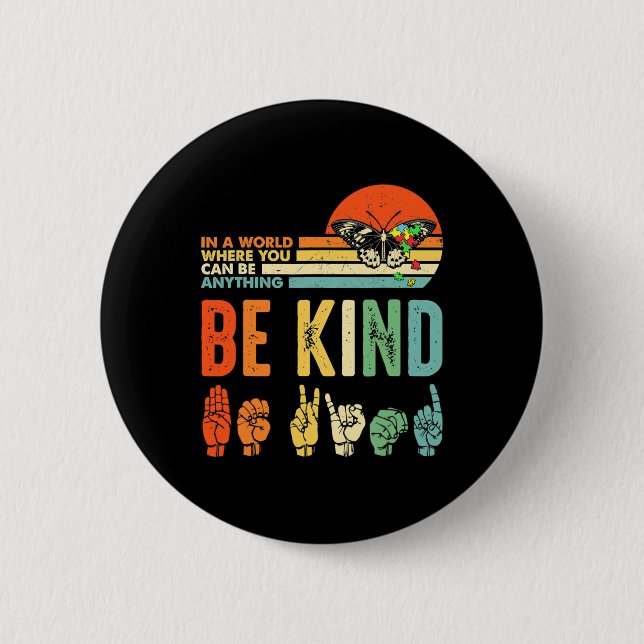 Kind Autismus Bewusstsein Asl Mama Lehrer Kindheit Button (Vorderseite)