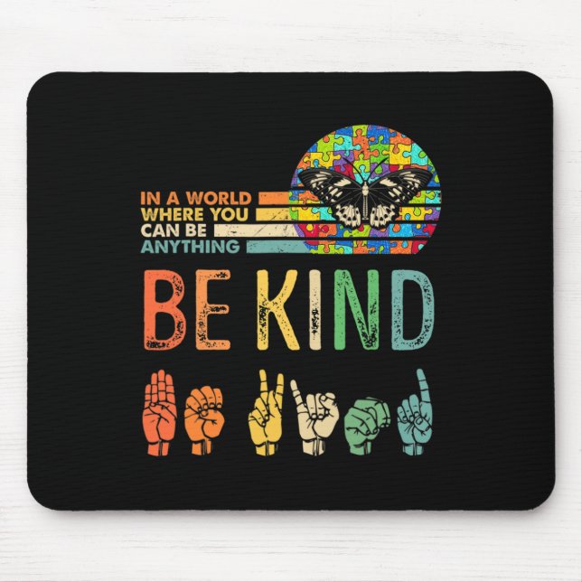 Kind Autismus Bewusstsein Asl Mama Lehrer Kindness Mousepad (Vorne)