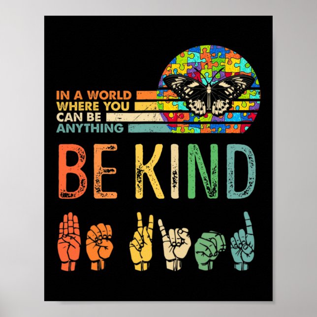 Kind Autismus Bewusstsein Asl Mama Lehrer Kindness Poster (Vorne)