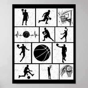 Kind Basketballspieler Trainer Fan Korb Poster