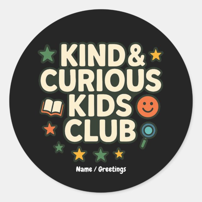 Kind & Curious Kids Club Positive Growth Mindset  Runder Aufkleber (Vorderseite)