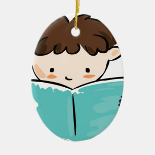 Kind, das ein Buch liest Keramik Ornament