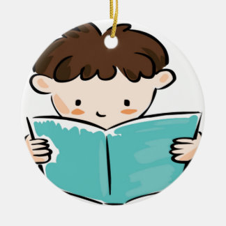 Kind, das ein Buch liest Keramikornament