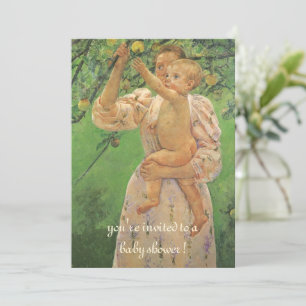 Kind, das Obst pflückt von Cassatt Vintage-Baby-Pa Einladung