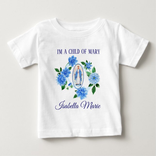 Kind der Jungfrau Mary | Blue Dahlia Blume Baby T-shirt (Vorderseite)