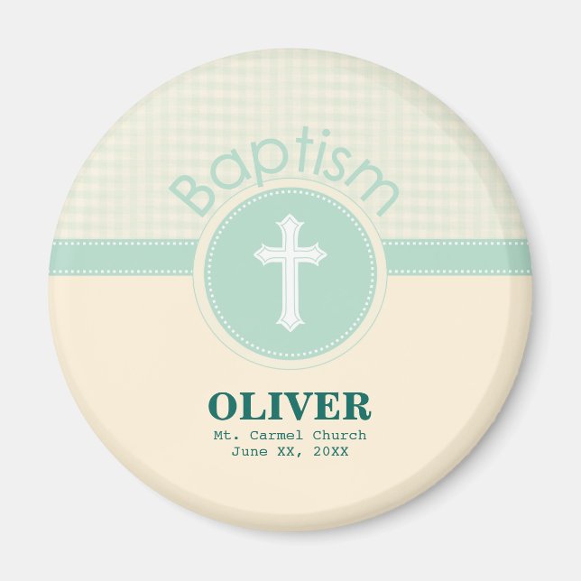 Kind der Taufe Gottes, neutrales Grün des Geschlec Magnet (Vorne)