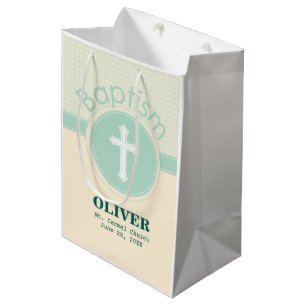 Kind der Taufe Gottes, neutrales Grün des Geschlec Mittlere Geschenktüte