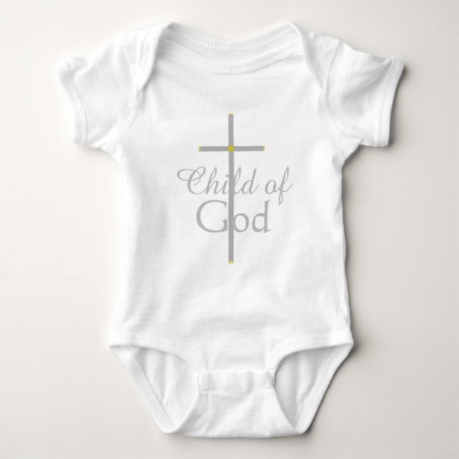 Kind des Gottes Silver Gold Cross Baby Shirt (Vorderseite)