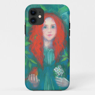 Kind des Waldes, Fantasy Art Ingwermädchen grün iPhone 11 Hülle