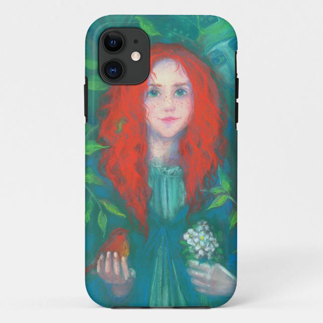 Kind des Waldes, Fantasy Art Ingwermädchen grün Case-Mate iPhone Hülle (Rückseite)