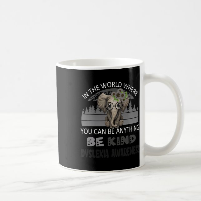 Kind Dyslexie Bewusstsein Elefant Retro Hintergrun Kaffeetasse (Rechts)