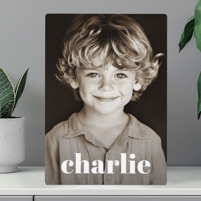 Kind Foto individuelle Name Text Fotoplatte (Kids family photo custom name text plaque)