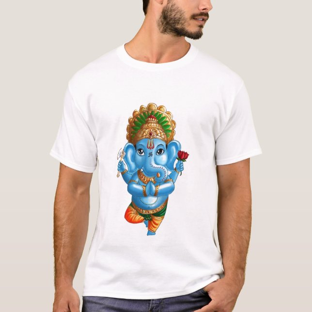 Kind Ganesha in einer Vrksasana (Baum) Yoga-Pose T-Shirt (Vorderseite)