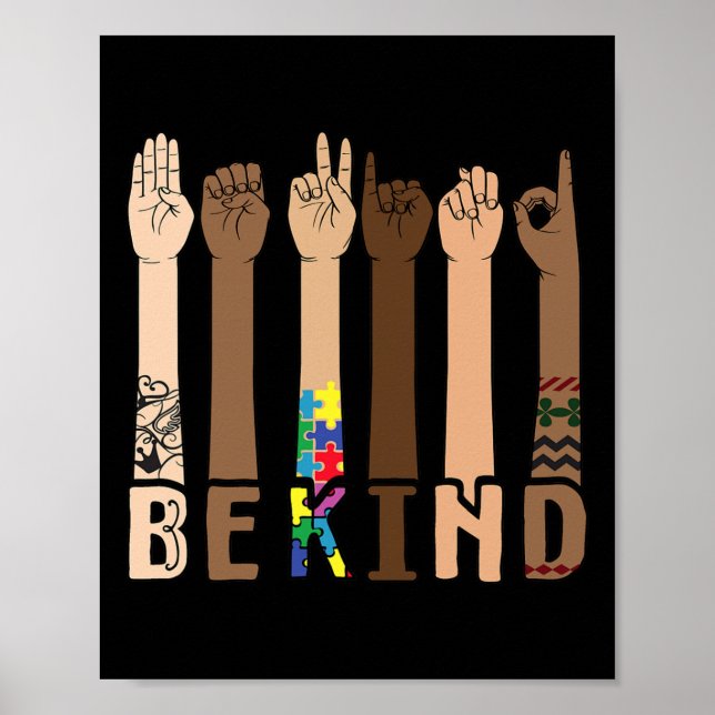 Kind-Gebärdensprache-Handgesprächslehrer interpret Poster (Vorne)