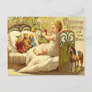 Kind genießt Weihnachtsgeschenke Feiertagspostkarte