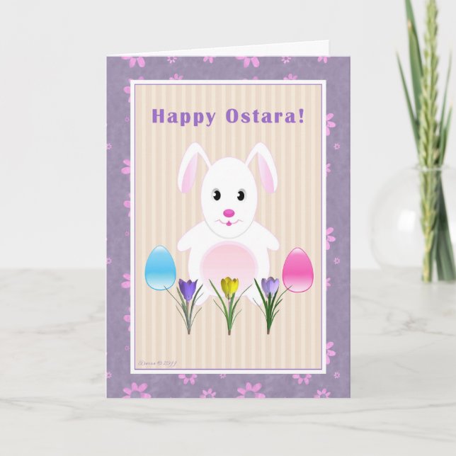 Kind - glückliches Ostara - Ostara Häschen Feiertagskarte (Vorderseite)