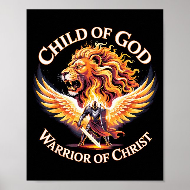 Kind Gottes Krieger Christi Christlicher Löwe Poster (Vorne)