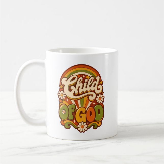 Kind Gottes Retro-Groovy-Geschenk Christlicher Gla Kaffeetasse (Links)