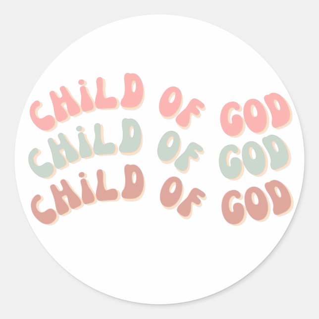 Kind Gottes Retro Waves Runder Aufkleber (Vorderseite)