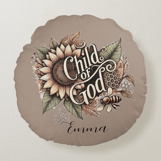 Kind Gottes Rundes Kissen (Vorderseite)