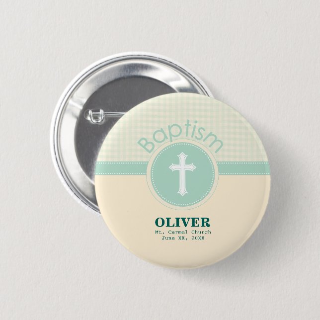 Kind Gottes Taufe, geschlechtsneutral grün Button (Vorne & Hinten)