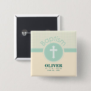 Kind Gottes Taufe, geschlechtsneutral grün Button