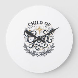 Kind Gottes Vintage-Engraving-Shirt-Design_1 Große Wanduhr