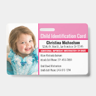 Kind-ID-Foto Medizinischer Notfall Allergie Ausweis