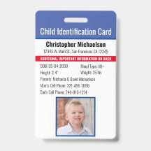 Kind-ID-Identifikation Notfallallergie-Foto