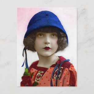 "Kind im blauen Hut" Vintage-Porträt Postkarte