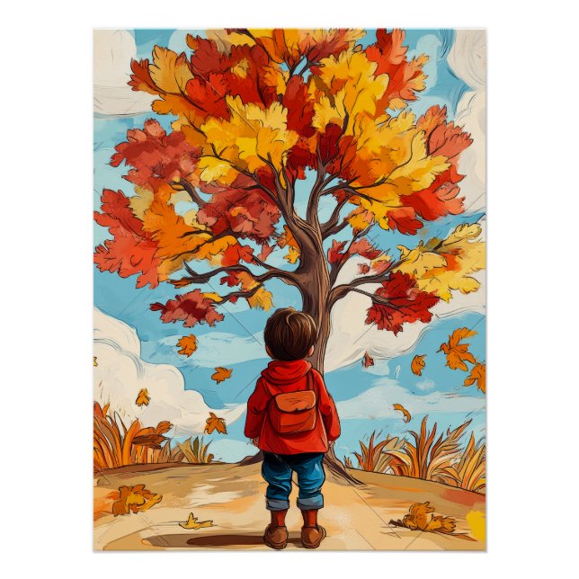 Kind im Herbst Poster (Vorderseite)