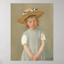 Kind in Strohhut - Mary Cassatt Fine Art Poster
