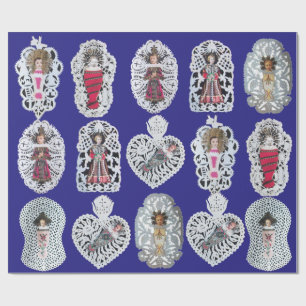 Kind Jesus, antikes Weihnachtsbuch Carving, blau Geschenkpapier