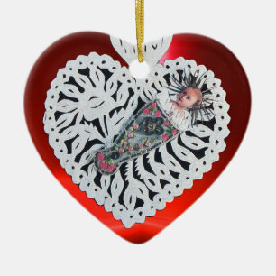 Kind Jesus, Antiquitätenherz Papier Carving Keramikornament