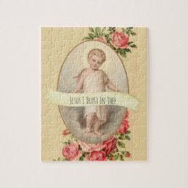 Kind Jesus religiös mit Vintagem Rosa u. Roter Puzzle