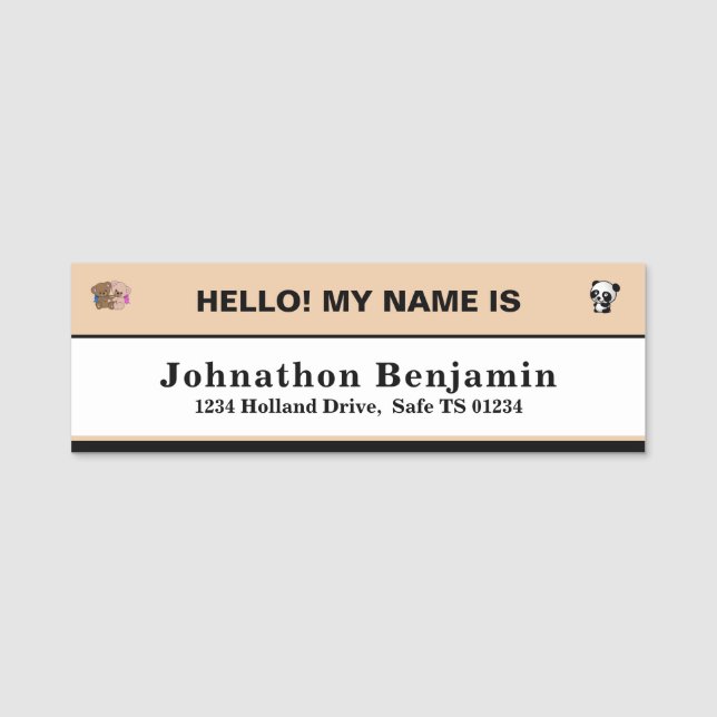 Kind Junge Mädchen Kinder ID Student Identifikatio Namensschild (Vorderseite)