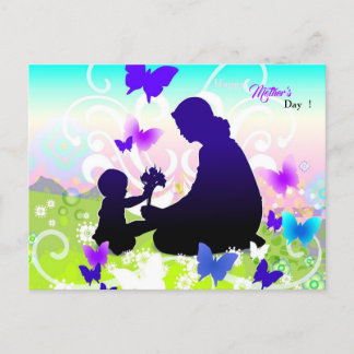 Kind mit Blume und Mutter Postkarte