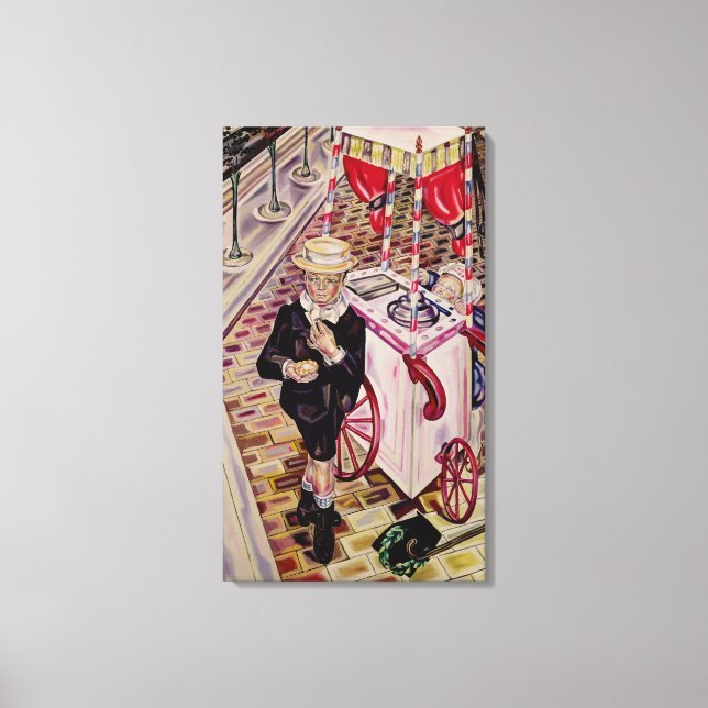 Kind mit Eiscreme Leinwanddruck (Vorderseite)